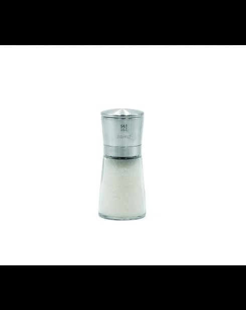 Moulin à sel en verre et acier - H.13cm