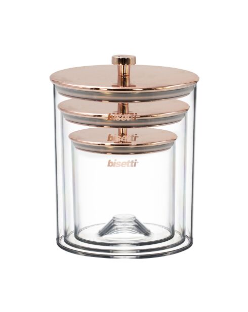 Lot de 3 bocaux hermétiques acrylique empilable gain de place or rose - 1L/2L/3,4L