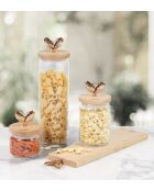 Bocal en verre avec couvercle en bois de hêtre naturel - 1,5L