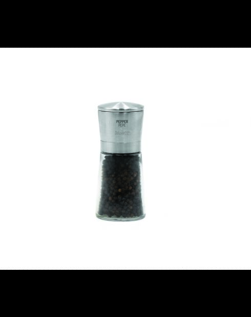 Moulin à poivre en verre et acier - H.13cm