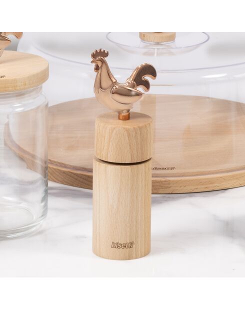 Moulin sel et poivre en bois de hêtre naturel - 6x19cm
