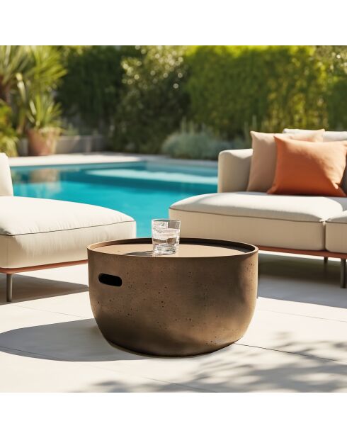 Table basse ronde en béton marron - D.58cm