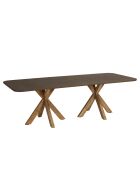 Table à manger effet béton pieds en bois d'acacia marron - 240x100x75 cm