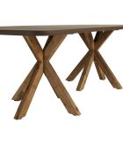 Table à manger effet béton pieds en bois d'acacia marron - 240x100x75 cm