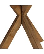 Table à manger effet béton pieds en bois d'acacia marron - 240x100x75 cm