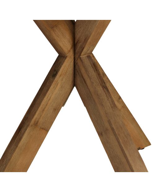 Table à manger effet béton pieds en bois d'acacia marron - 240x100x75 cm