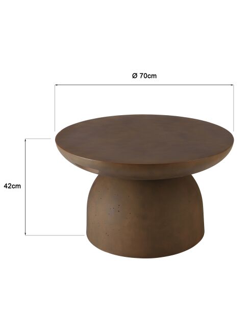 Table basse ronde en béton marron - D.70cm