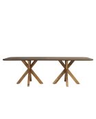 Ensemble table et bancs effet béton pieds en bois d'acacia marron
