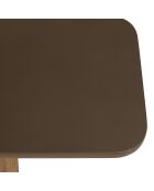 Ensemble table et bancs effet béton pieds en bois d'acacia marron