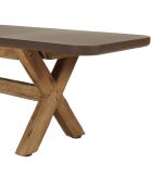 Ensemble table et bancs effet béton pieds en bois d'acacia marron