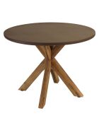 Table à manger ronde effet béton pied en bois d'acacia marron - D.100cm