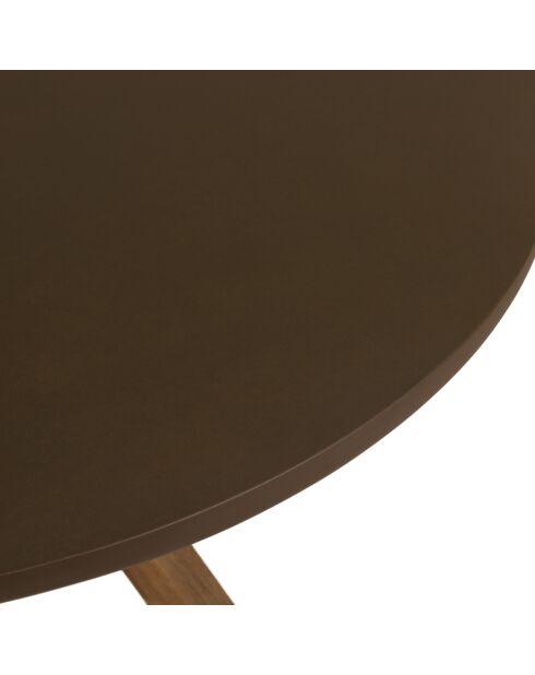 Table à manger ronde effet béton pied en bois d'acacia marron - D.100cm