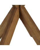 Table à manger ronde effet béton pied en bois d'acacia marron - D.100cm