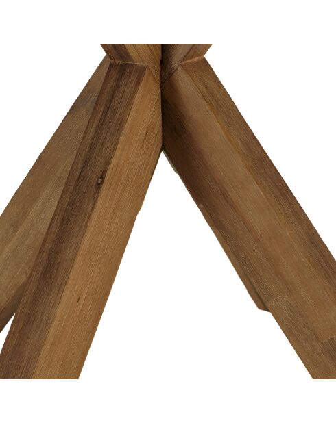 Table à manger ronde effet béton pied en bois d'acacia marron - D.100cm