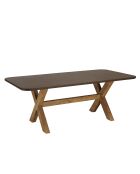 Table à manger effet béton pied en bois d'acacia marron - 200x100x74,5 cm