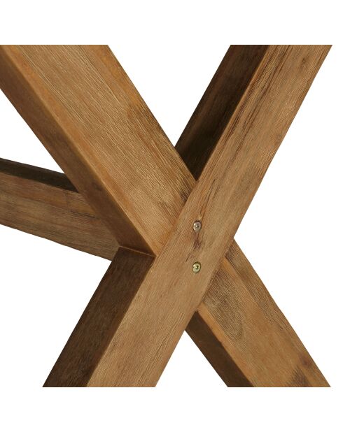 Table à manger effet béton pied en bois d'acacia marron - 200x100x74,5 cm