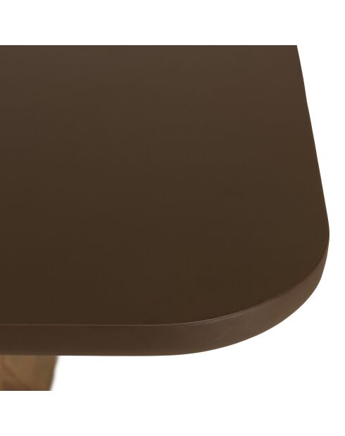 Table à manger effet béton pied en bois d'acacia marron - 200x100x74,5 cm