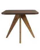 Table à manger carrée effet béton pied bois d'acacia marron - 90x90x75 cm
