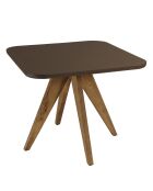 Table à manger carrée effet béton pied bois d'acacia marron - 90x90x75 cm