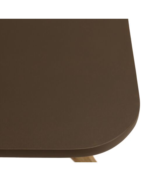 Table à manger carrée effet béton pied bois d'acacia marron - 90x90x75 cm