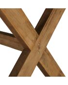 Ensemble table et bancs effet béton pieds en bois d'acacia marron - 200/200x40/100x44,5/74,5 cm