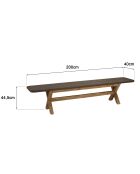 Ensemble table et bancs effet béton pieds en bois d'acacia marron - 200/200x40/100x44,5/74,5 cm