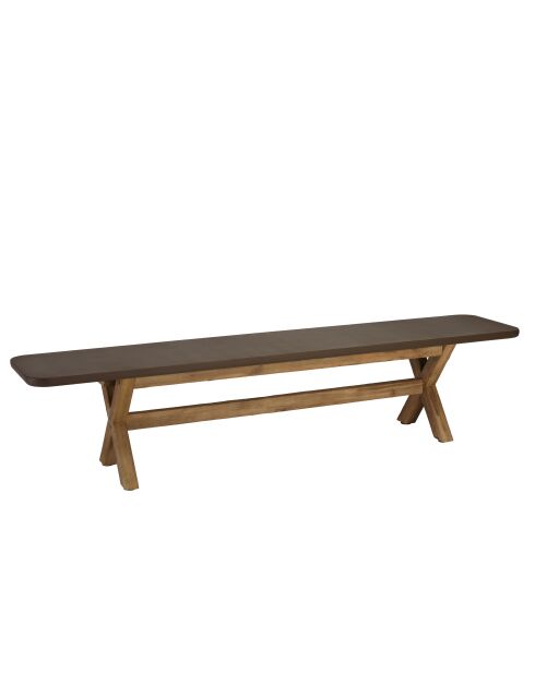 Banc effet béton pied en bois d'acacia marron - 200x40x44,5 cm