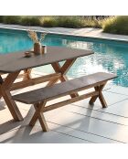 Banc effet béton pied en bois d'acacia marron - 200x40x44,5 cm