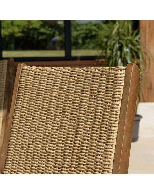 VICTOIRE - Lot de 2 chaises pliantes acacia huilé et rotin synthétique