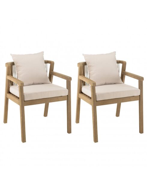 CELESTIN - Lot de 2 fauteuils acacia/cordage synth. beige