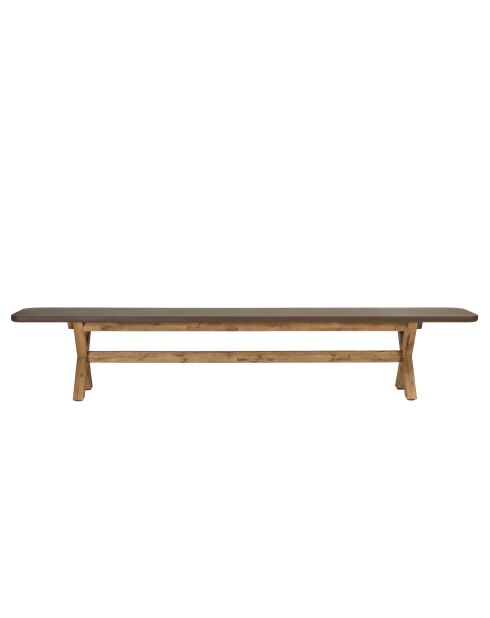 Banc effet béton pieds en bois d'acacia marron- 240x40x44,5 cm