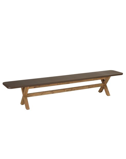 Banc effet béton pieds en bois d'acacia marron- 240x40x44,5 cm