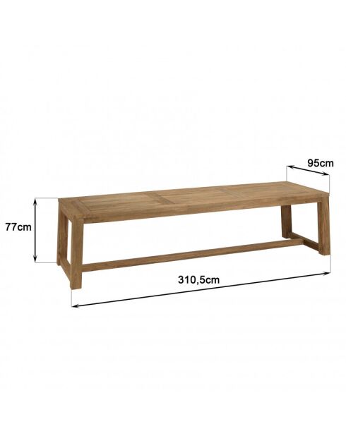 KALLY - Table à manger jardin 300x95cm teck recyclé couleur naturelle