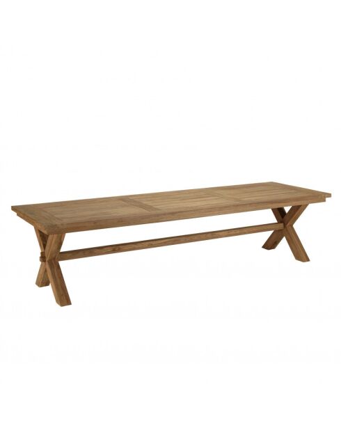 KALLY - Table à manger de jardin 320x100cm teck recyclé pieds croisés