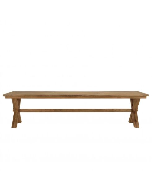 KALLY - Table à manger de jardin 320x100cm teck recyclé pieds croisés