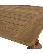 KALLY - Table à manger de jardin 320x100cm teck recyclé pieds croisés