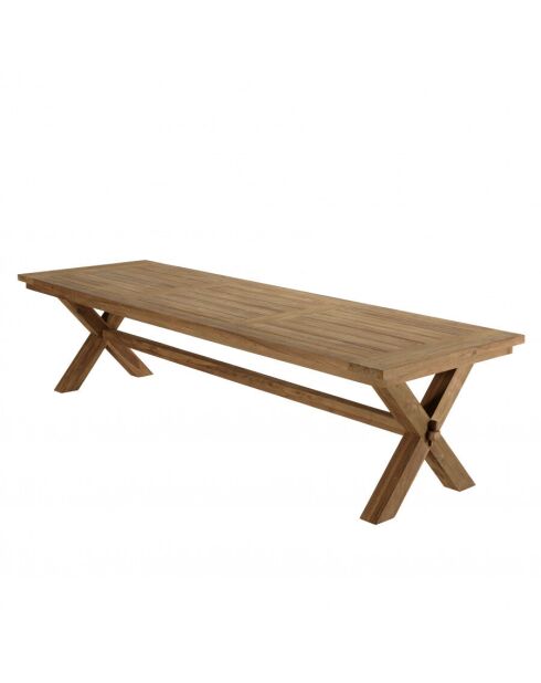 KALLY - Table à manger de jardin 320x100cm teck recyclé pieds croisés