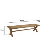 KALLY - Table à manger de jardin 320x100cm teck recyclé pieds croisés