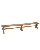 KALLY - Banc de jardin 270x35cm en teck recyclé, pieds croisés