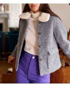 Manteau court coupe droite Nattie gris
