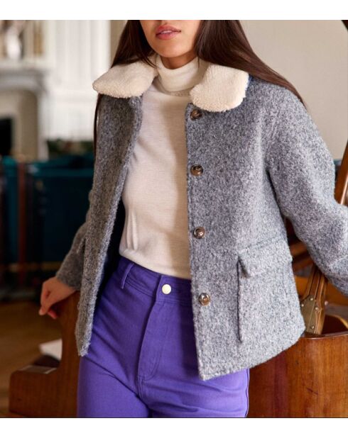 Manteau court coupe droite Nattie gris