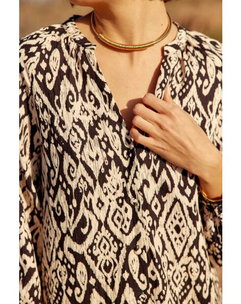 Blouse Beata Col V Imprimé Ikat