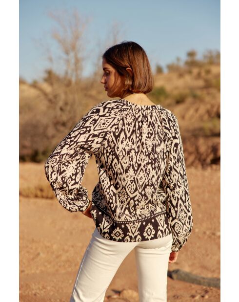 Blouse Beata Col V Imprimé Ikat