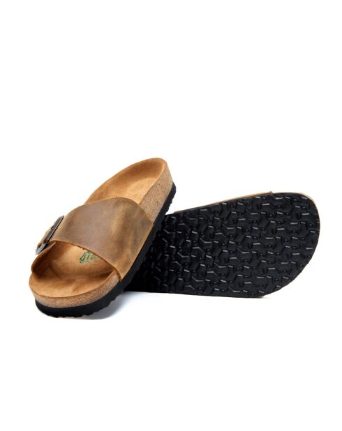 Sandales en cuir tan/crazy
