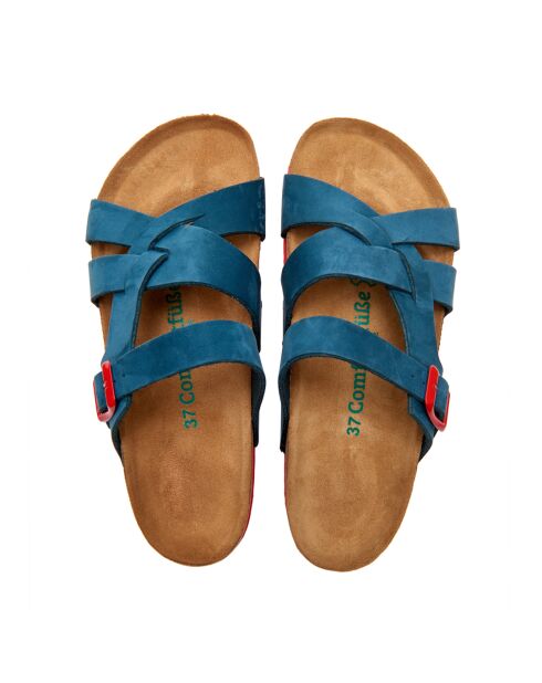 Sandales en cuir Lea navy/red /nubuck