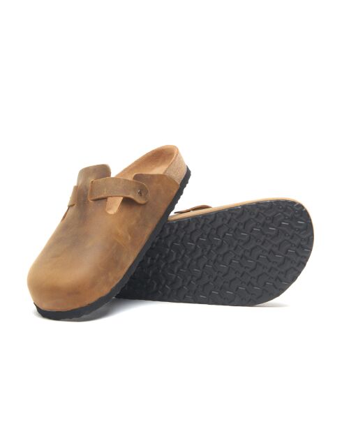 Sabots en cuir Capri tan/crazy