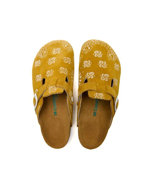 Sabots en cuir Folk Capri jaunes