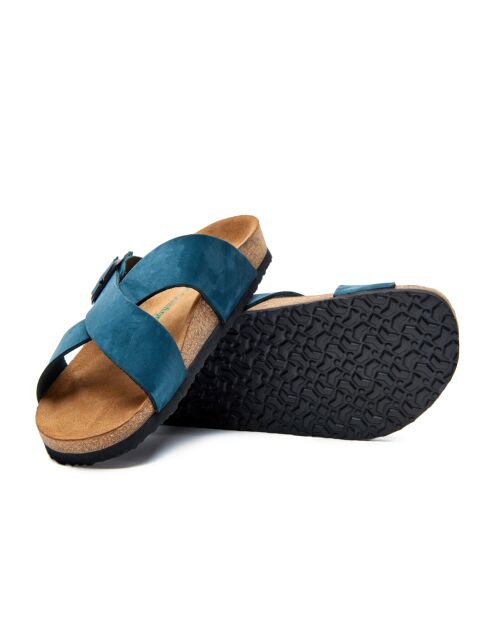 Sandales en cuir Cross navy / nubuck