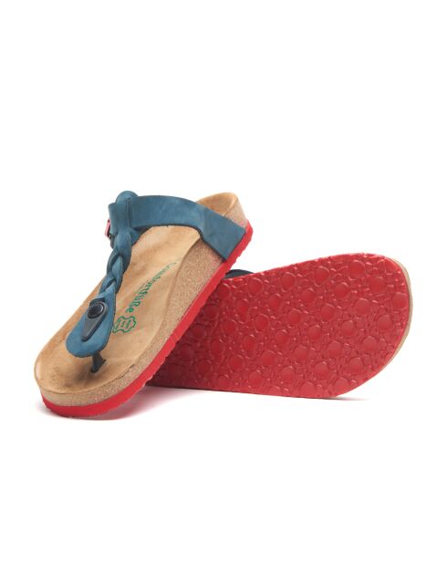 Sandales en cuir Guidan bleu marine/rouge