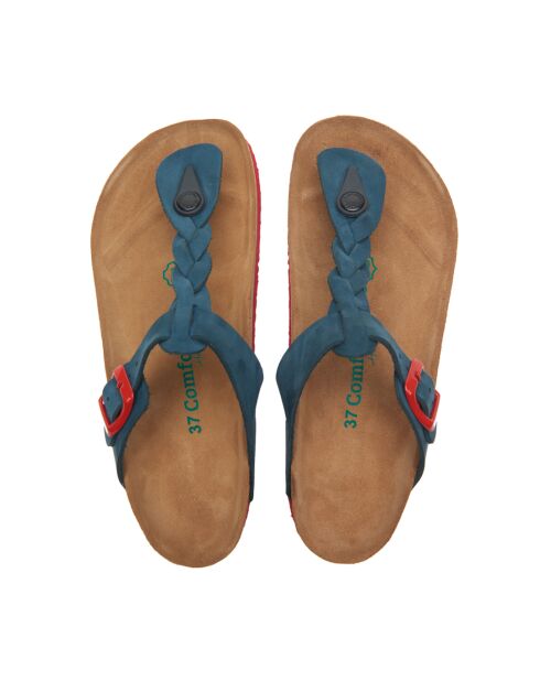 Sandales en cuir Guidan bleu marine/rouge
